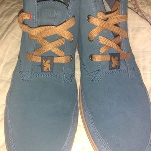 A pair of chrome shoes